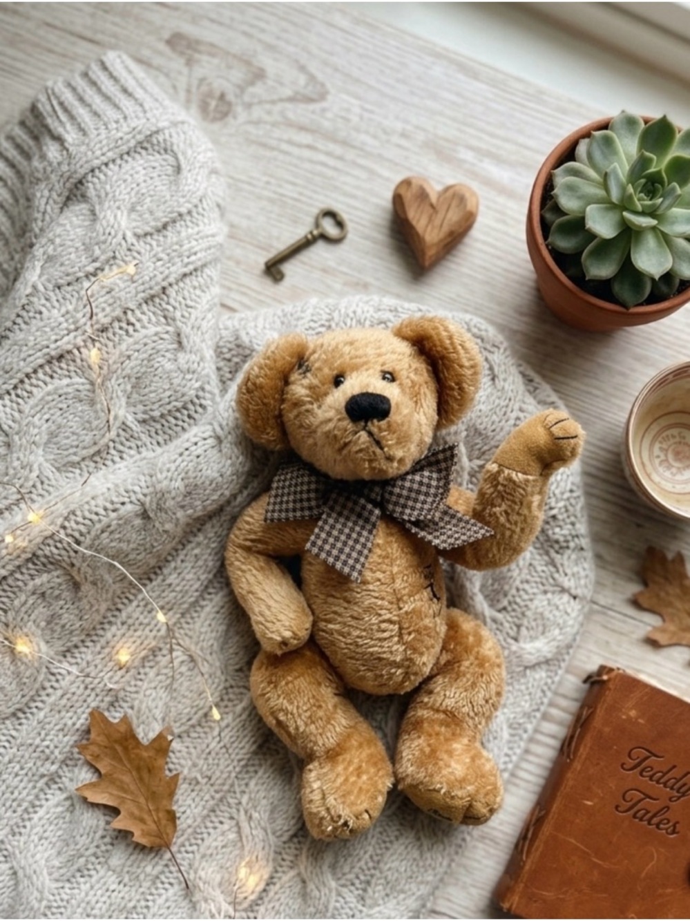 Boyds Bears Tan Plush with Checkered Bow